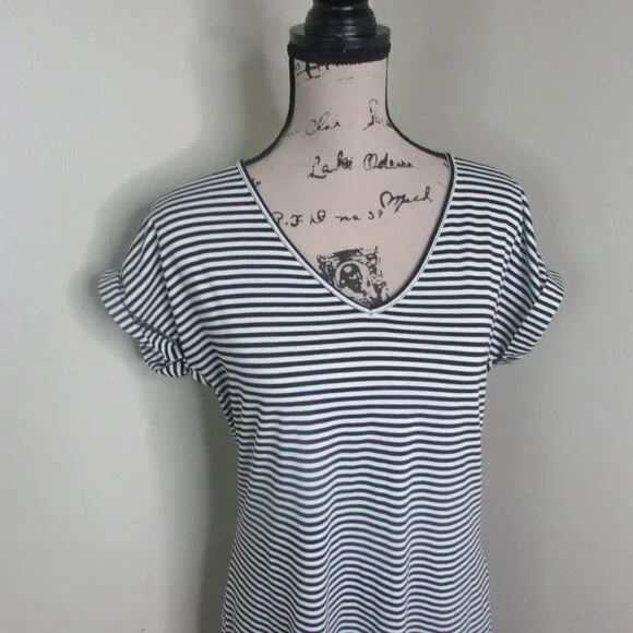 Liberty Love T-Shirt Dress M Black White Stripe - Picture 3 of 9